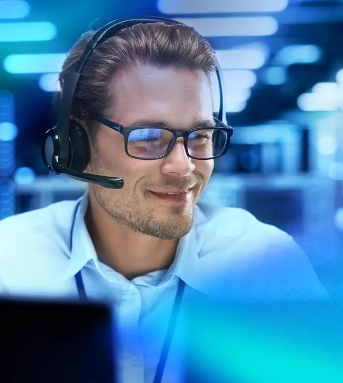 Male Security Consultant wearing Microphone Headset